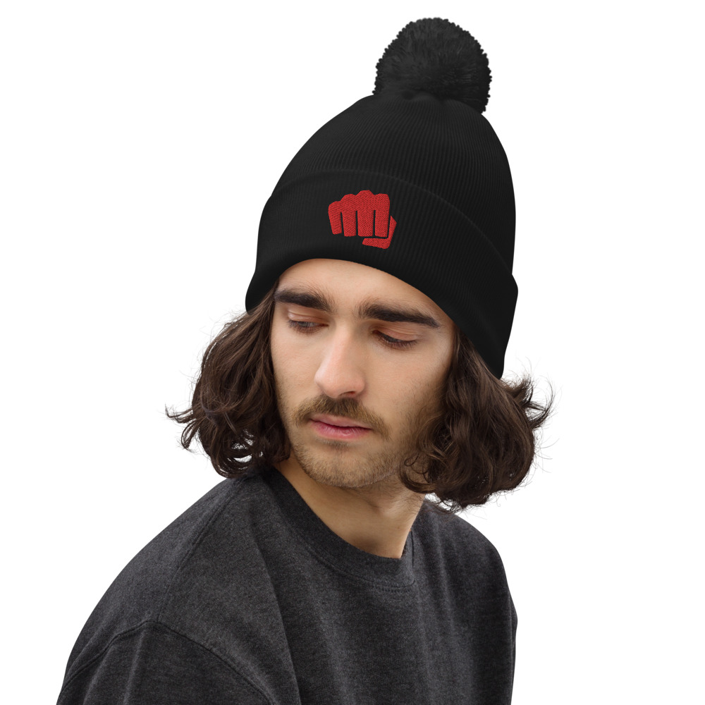 Bonnet à pompon fight rouge – Image 2