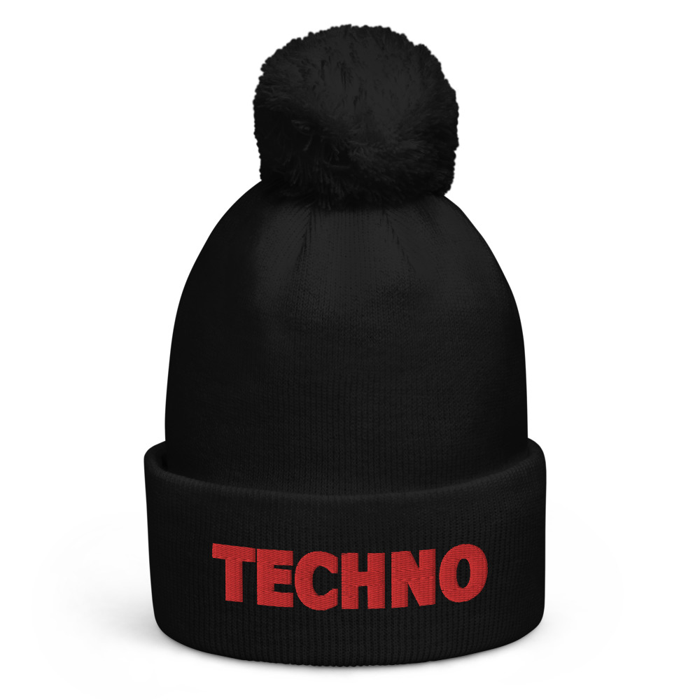 Bonnet à pompon techno rouge – Image 2