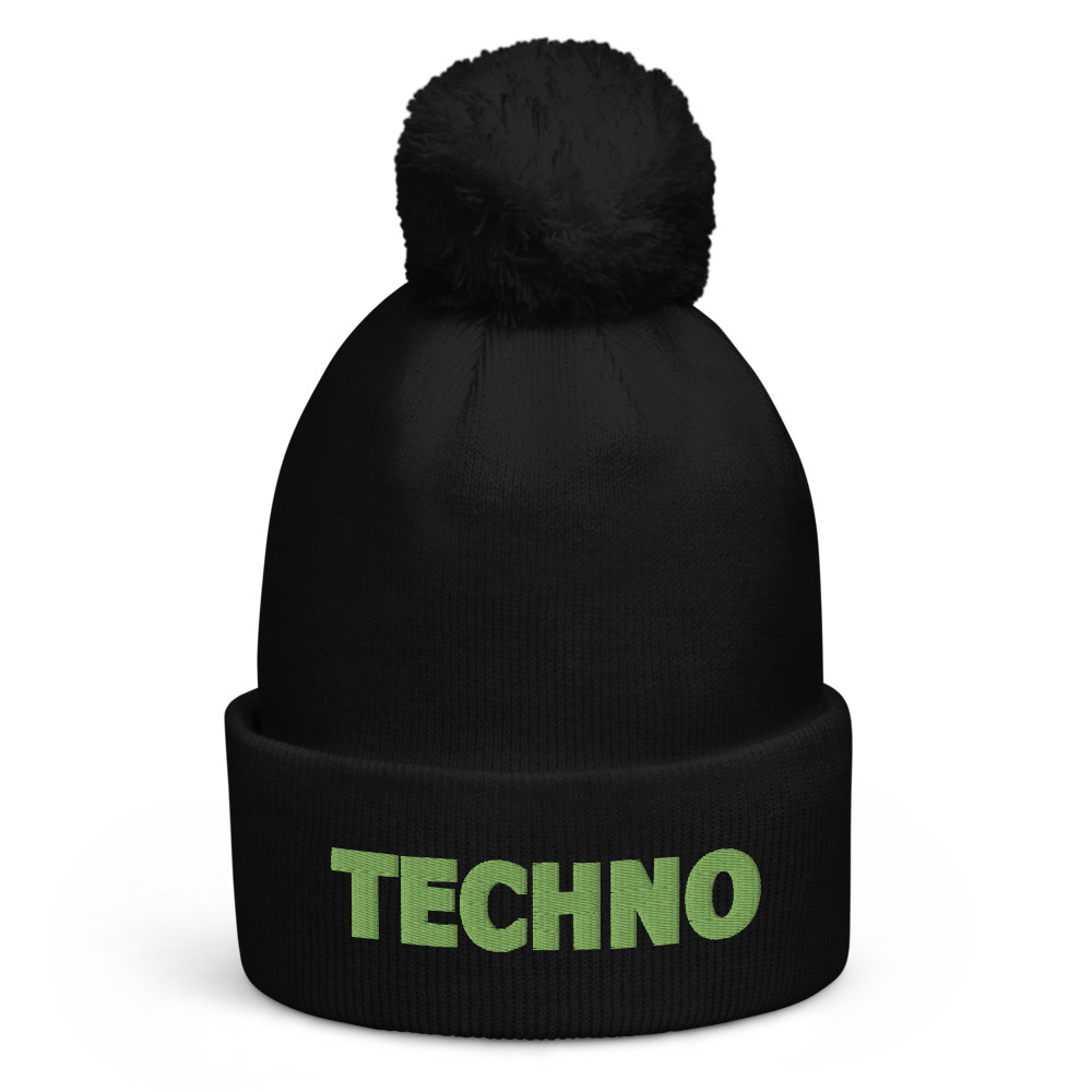 Bonnet à pompon techno vert – Image 2