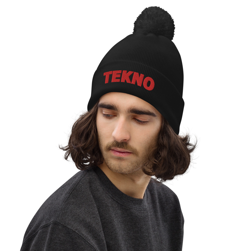 Bonnet à pompon tekno rouge