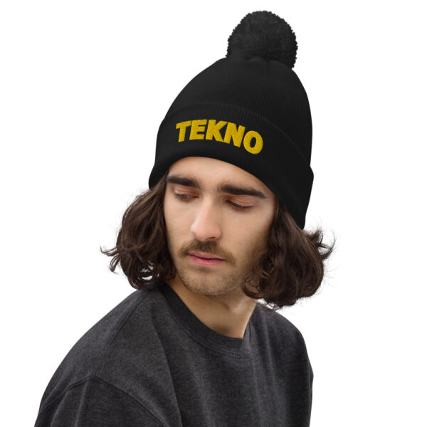 Bonnet à pompon tekno jaune