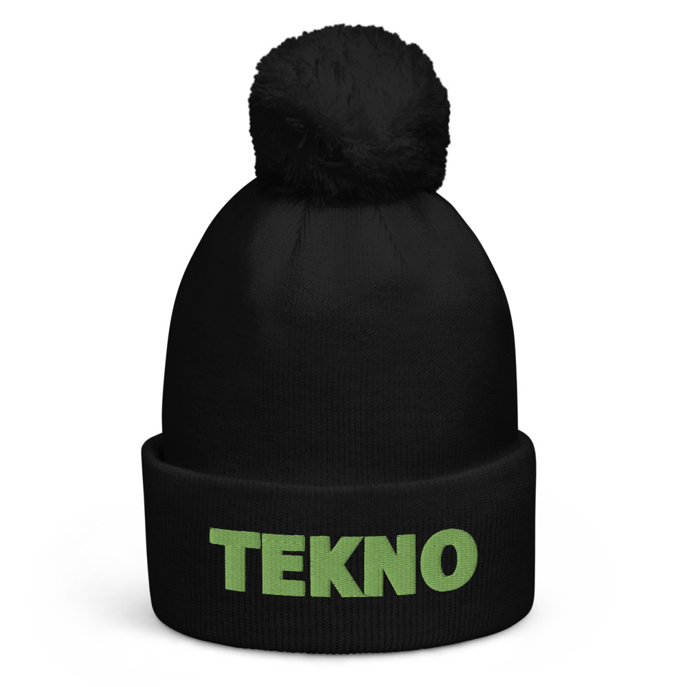 Bonnet à pompon tekno vert – Image 2