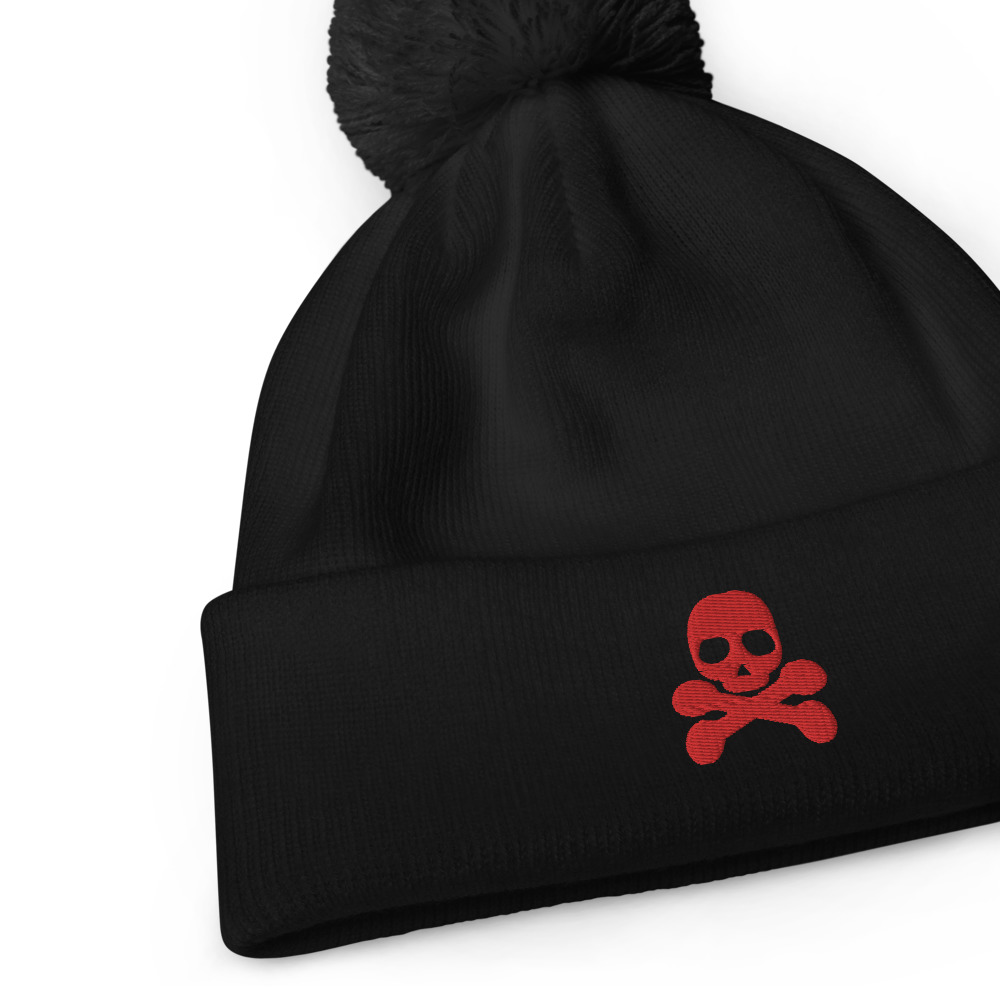 Bonnet à pompon pirate 2 rouge – Image 2