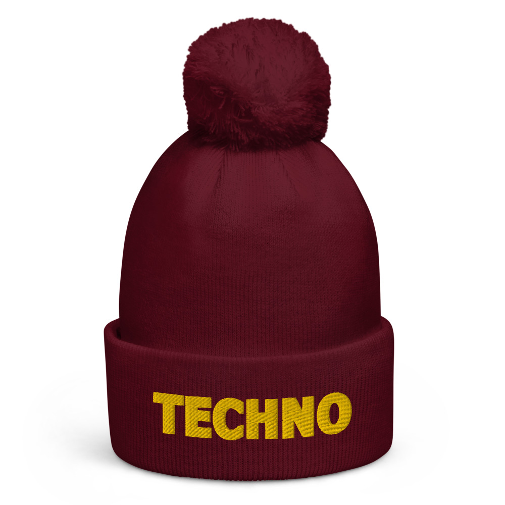 Bonnet à pompon techno jaune