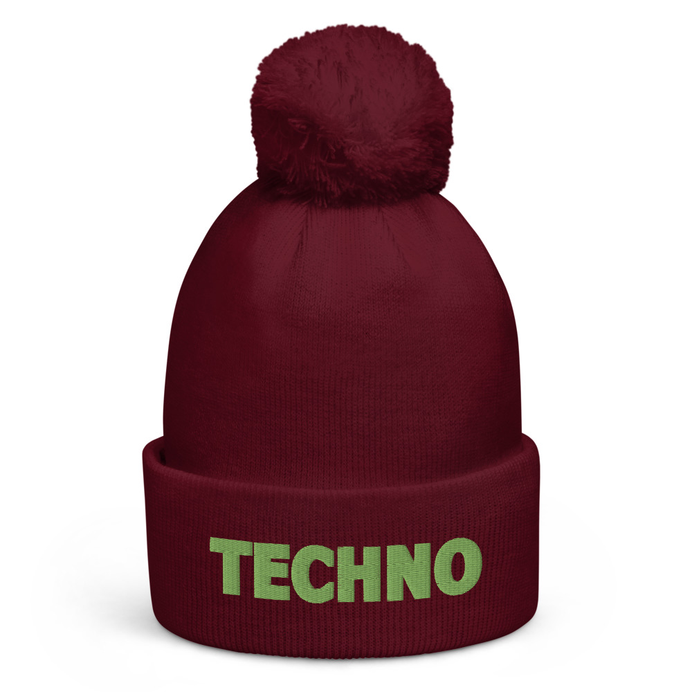 Bonnet à pompon techno vert – Image 3