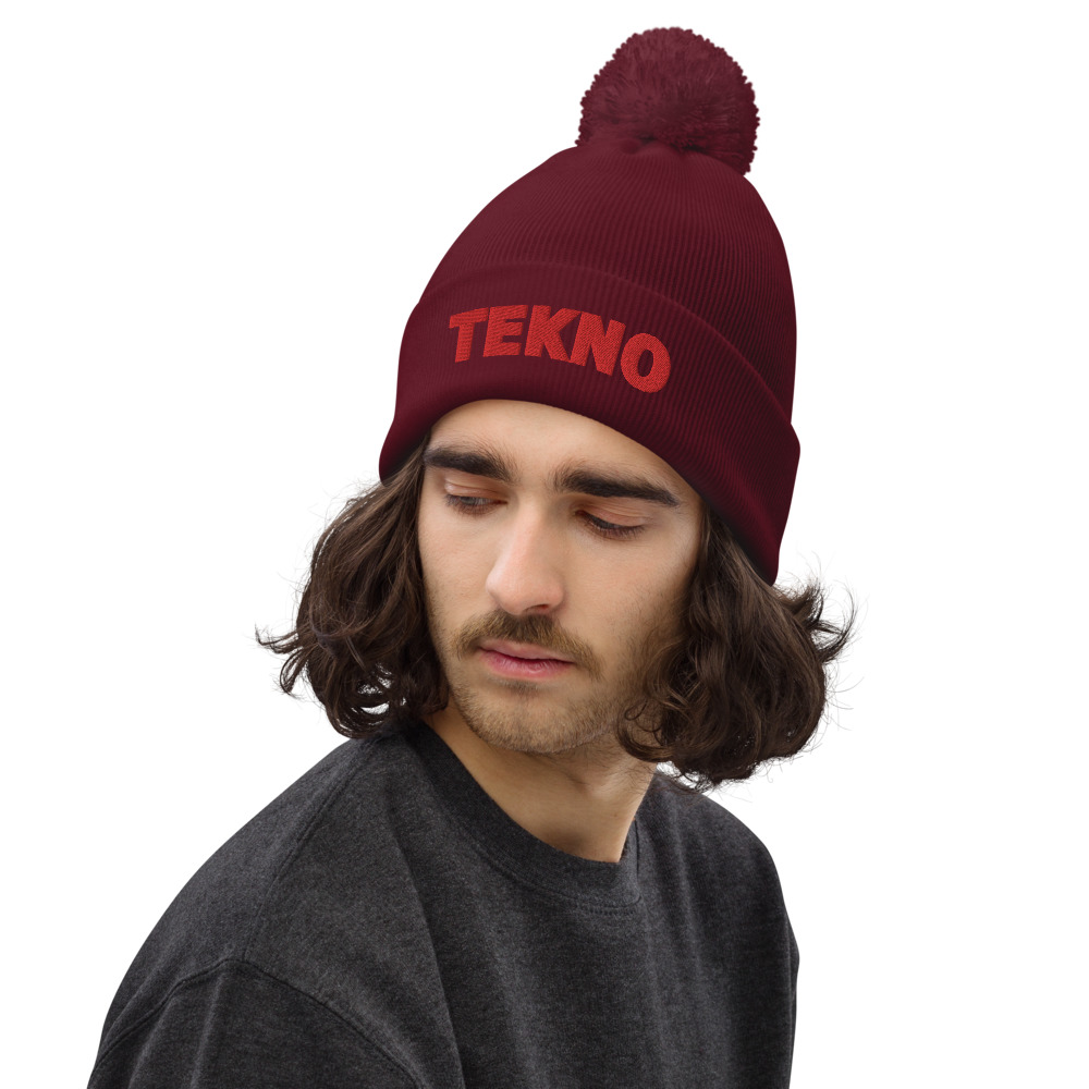 Bonnet à pompon tekno rouge – Image 2