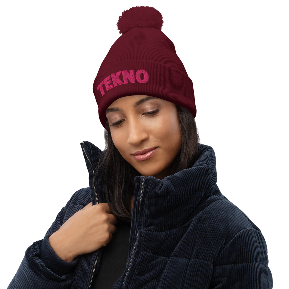 Bonnet à pompon tekno rose – Image 3