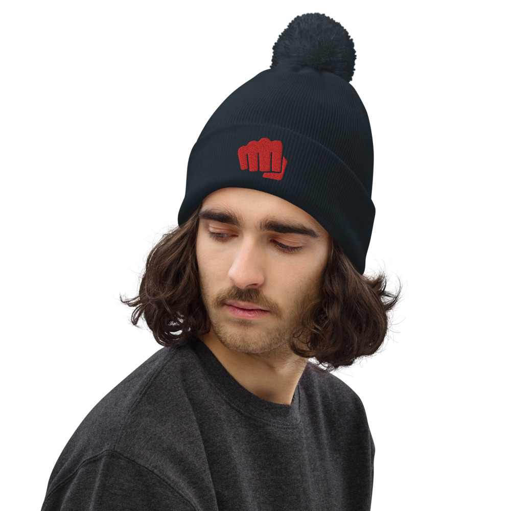 Bonnet à pompon fight rouge – Image 3