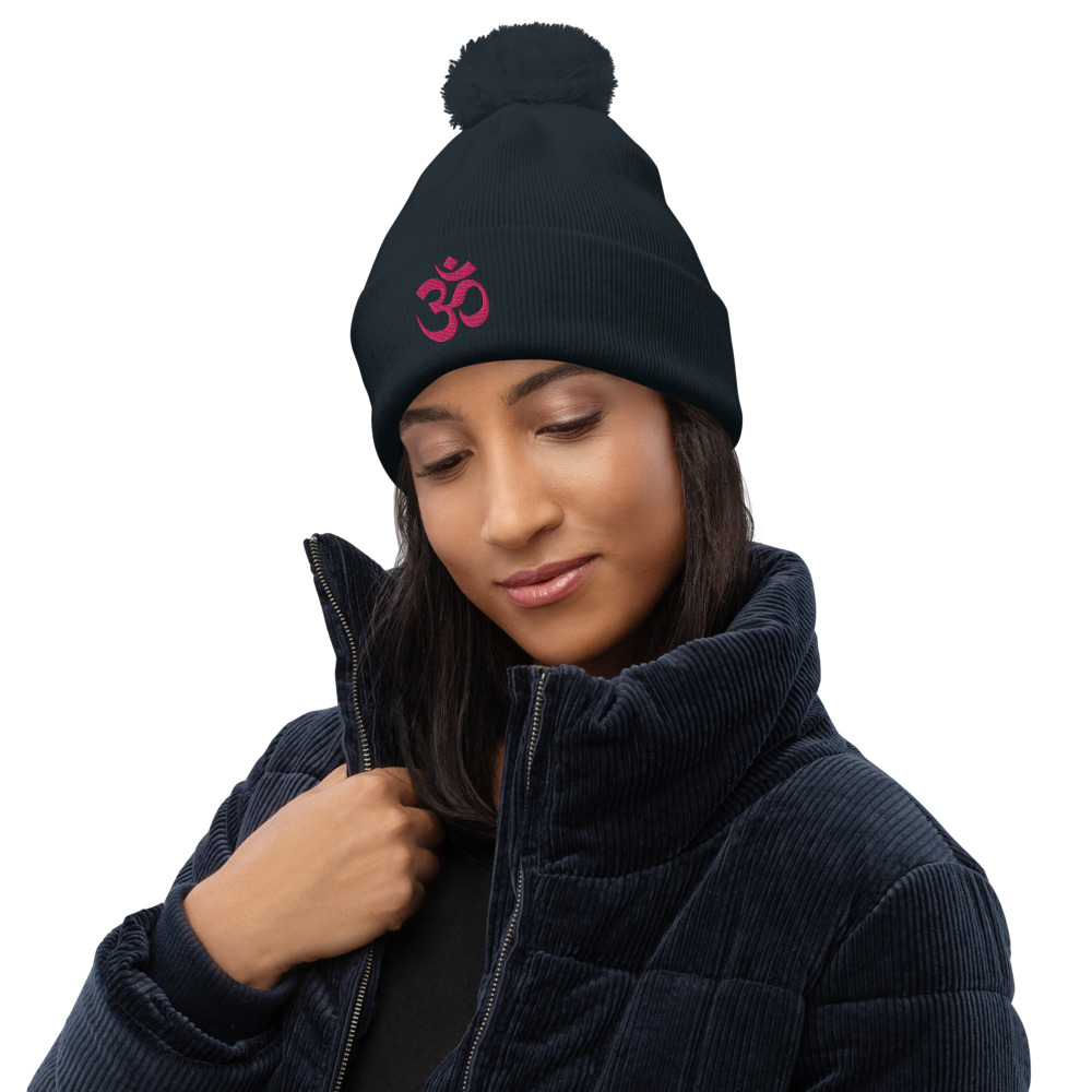 Bonnet à pompon OM trance rose – Image 2