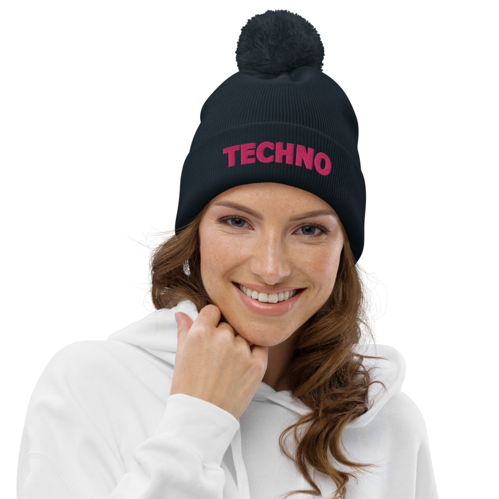 Bonnet à pompon techno rose – Image 2