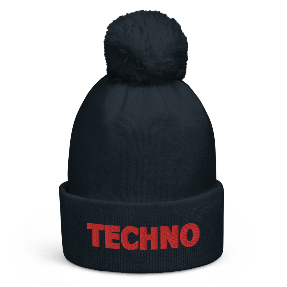 Bonnet à pompon techno rouge – Image 3