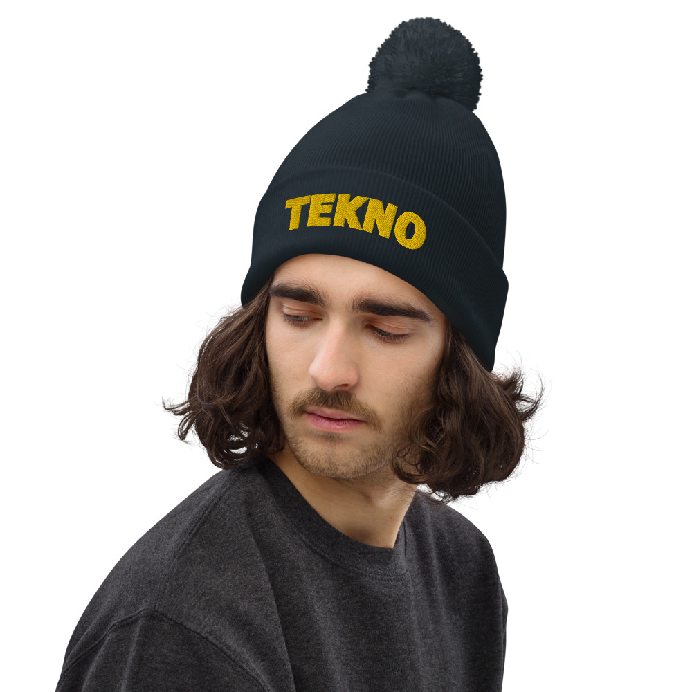 Bonnet à pompon tekno jaune – Image 3