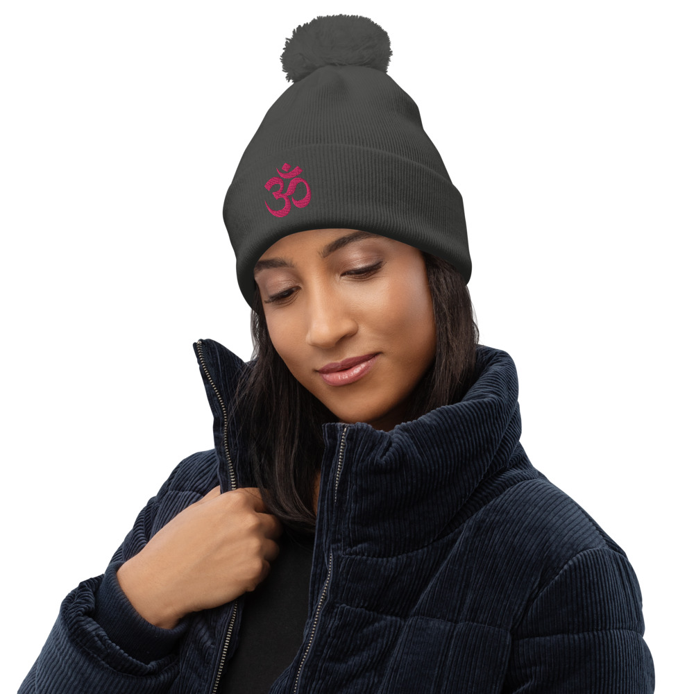 Bonnet à pompon OM trance rose – Image 3