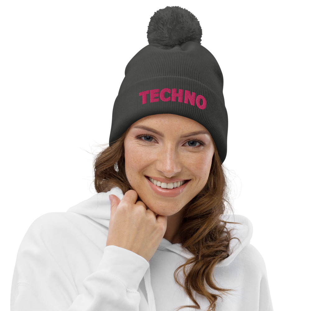 Bonnet à pompon techno rose – Image 3