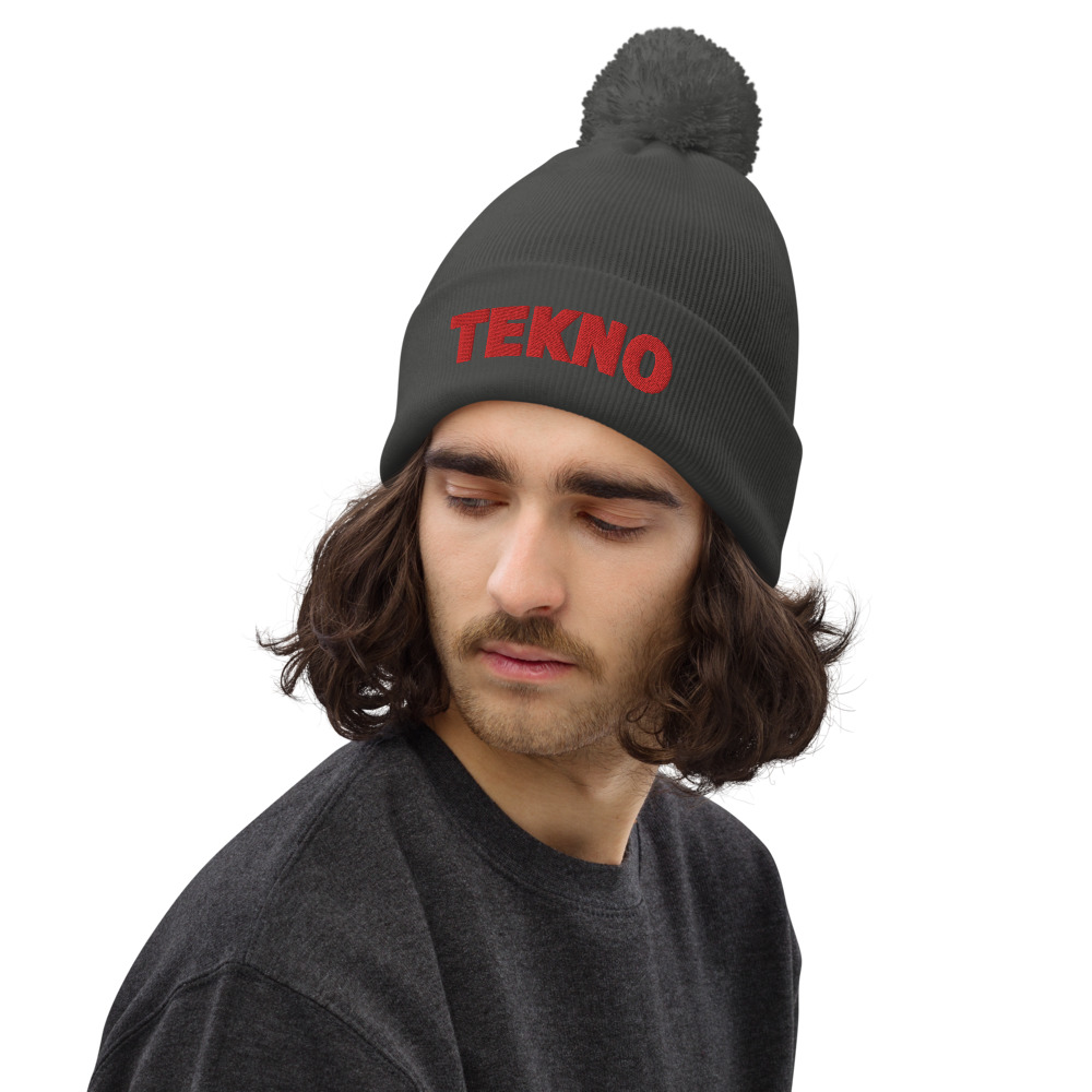 Bonnet à pompon tekno rouge – Image 4