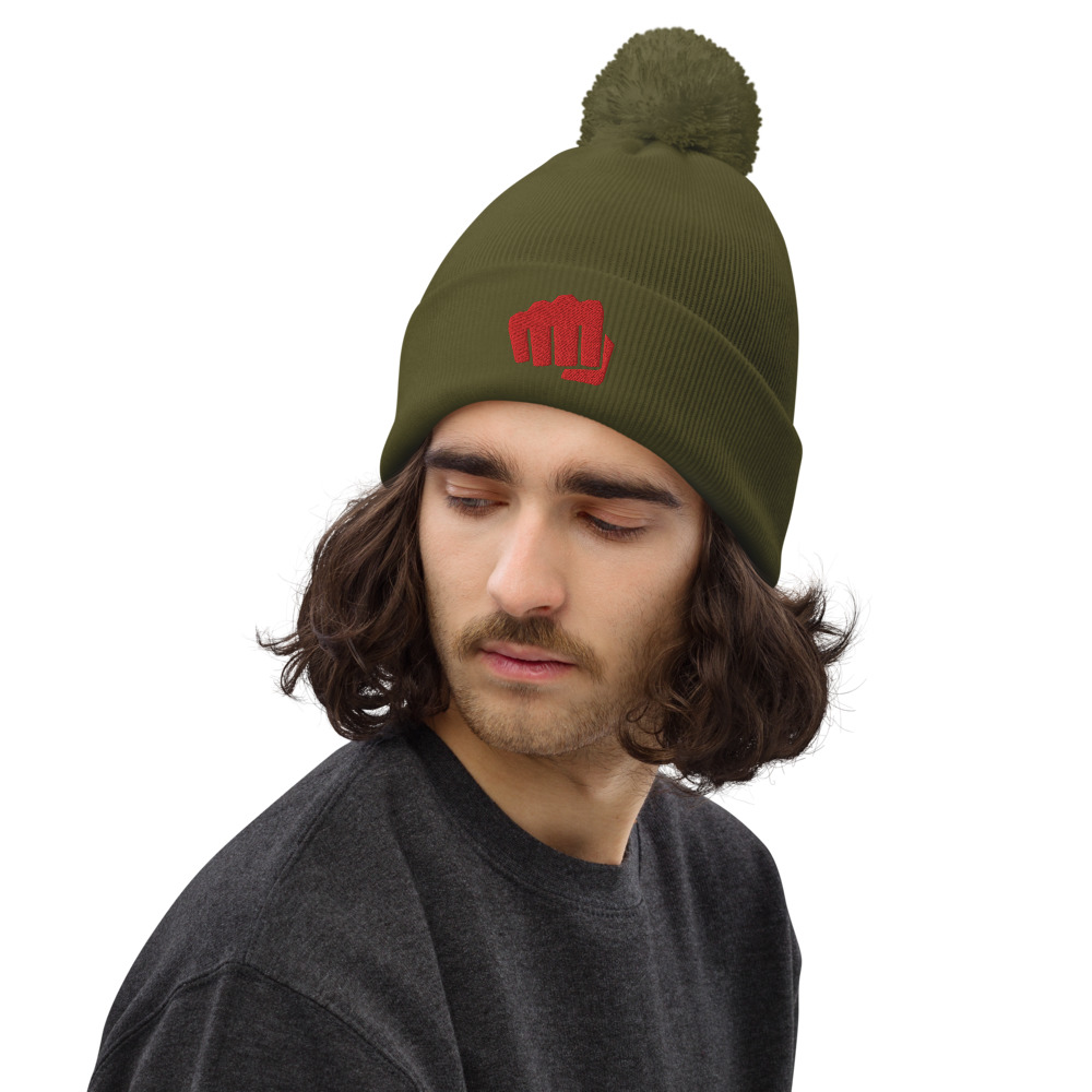 Bonnet à pompon fight rouge – Image 5