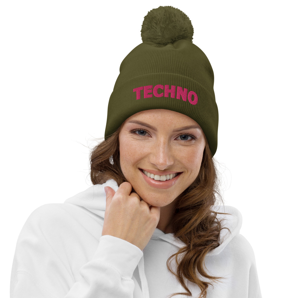 Bonnet à pompon techno rose – Image 4