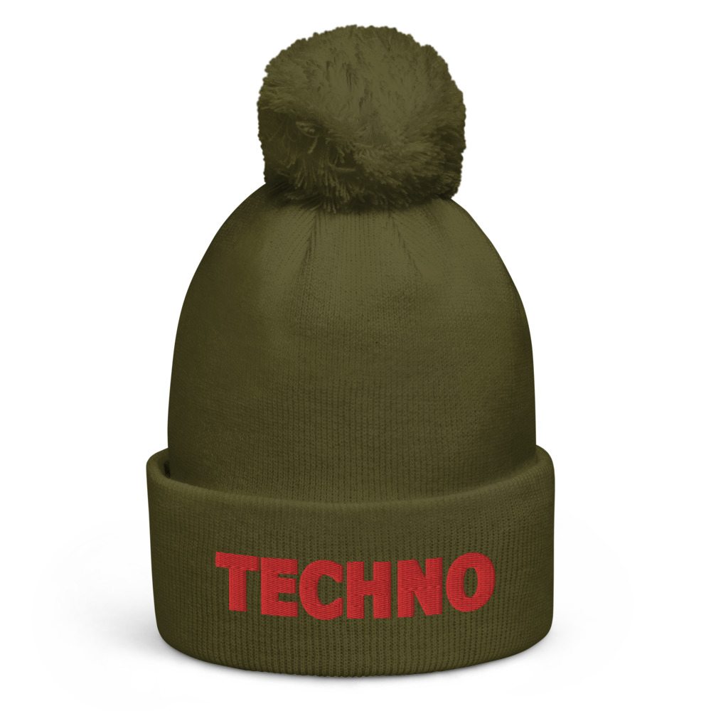 Bonnet à pompon techno rouge – Image 5