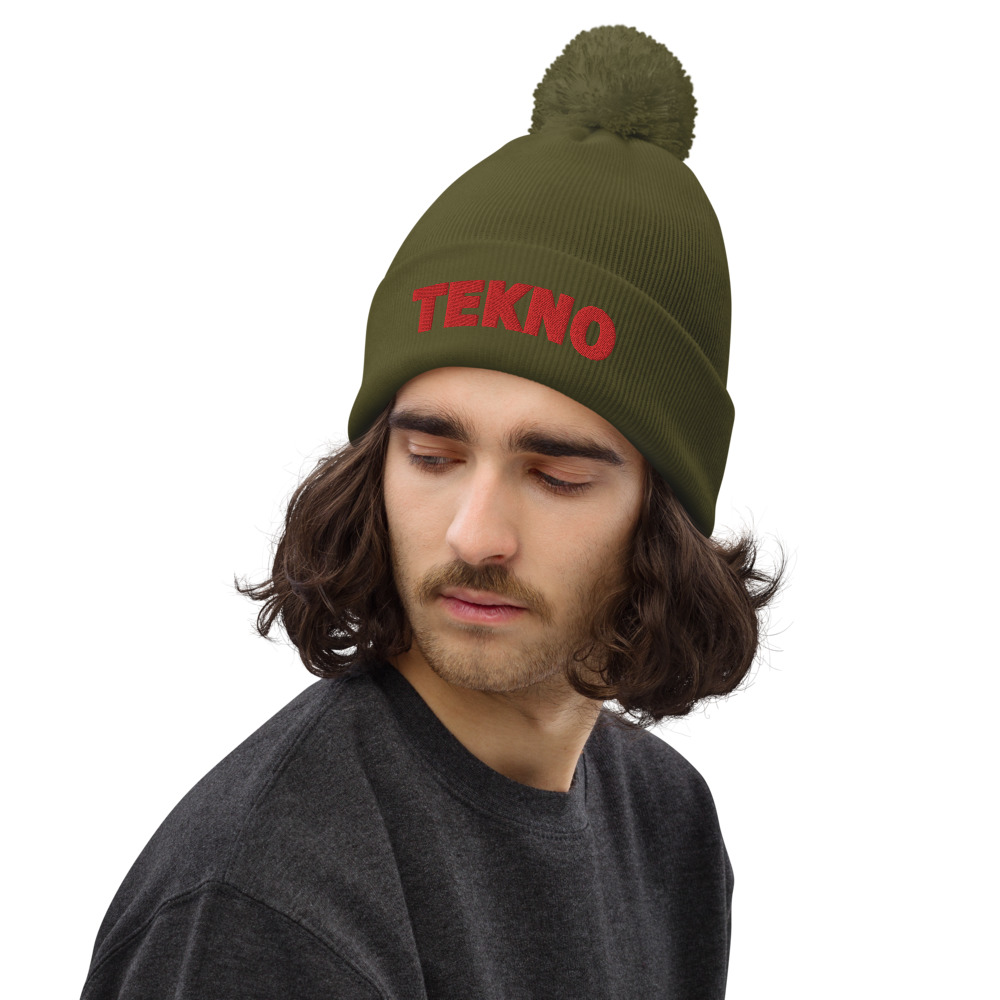 Bonnet à pompon tekno rouge – Image 5