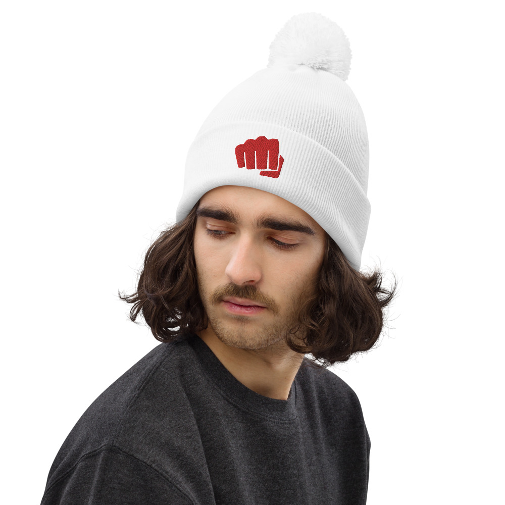 Bonnet à pompon fight rouge