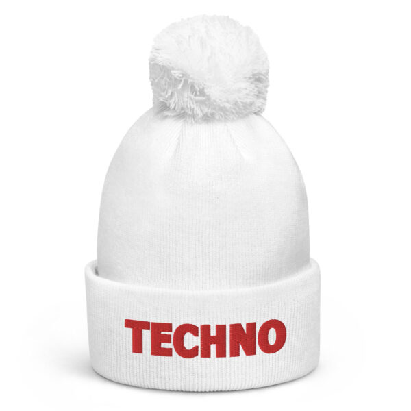 Bonnet à pompon techno rouge