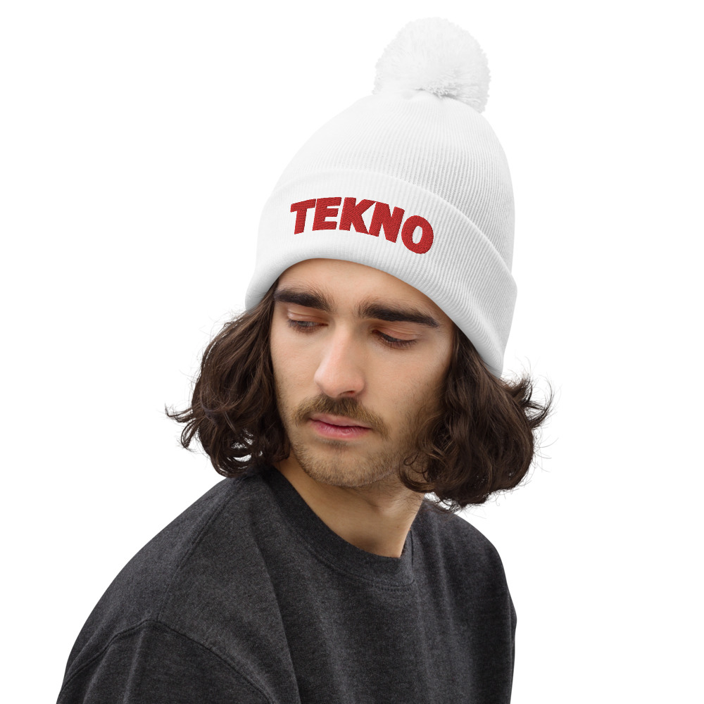 Bonnet à pompon tekno rouge – Image 6