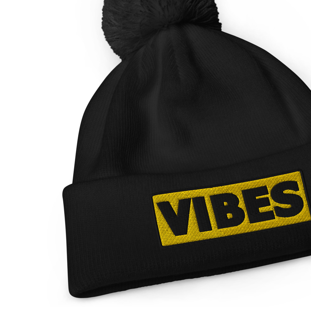 Bonnet à pompon VIBES jaune – Image 2