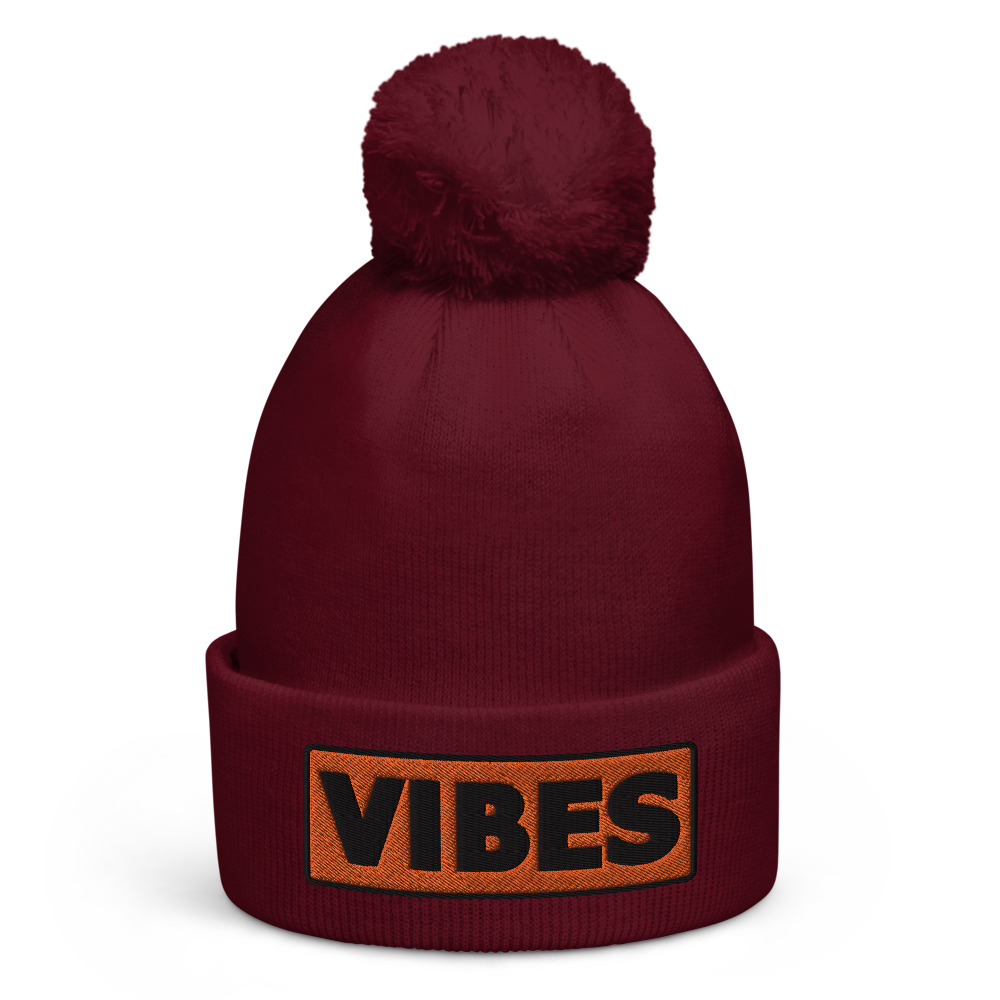 Bonnet à pompon VIBES orange – Image 3