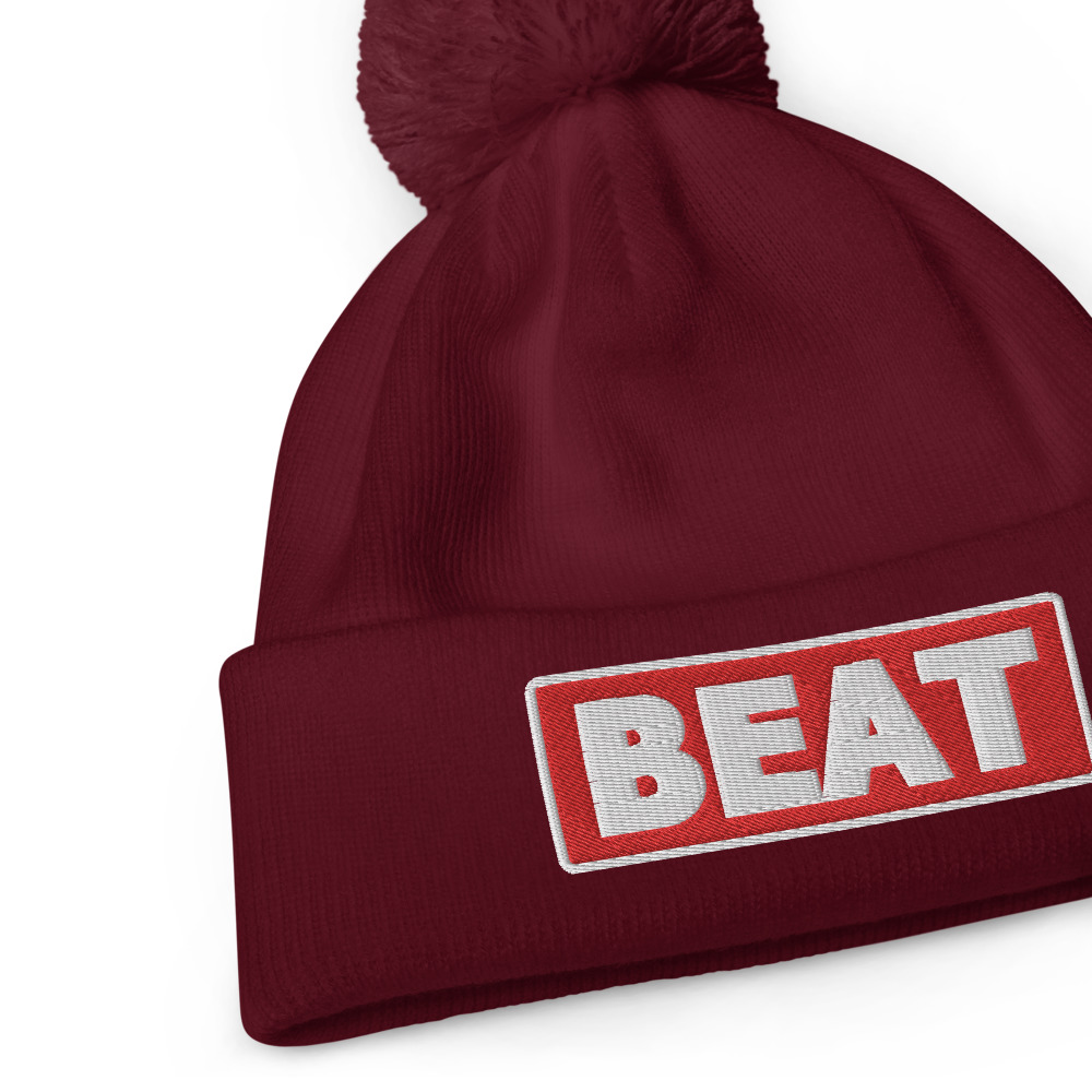 Bonnet à pompon BEAT rouge – Image 2