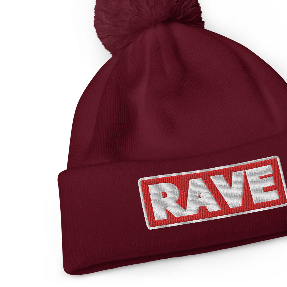 Bonnet à pompon RAVE rouge – Image 2