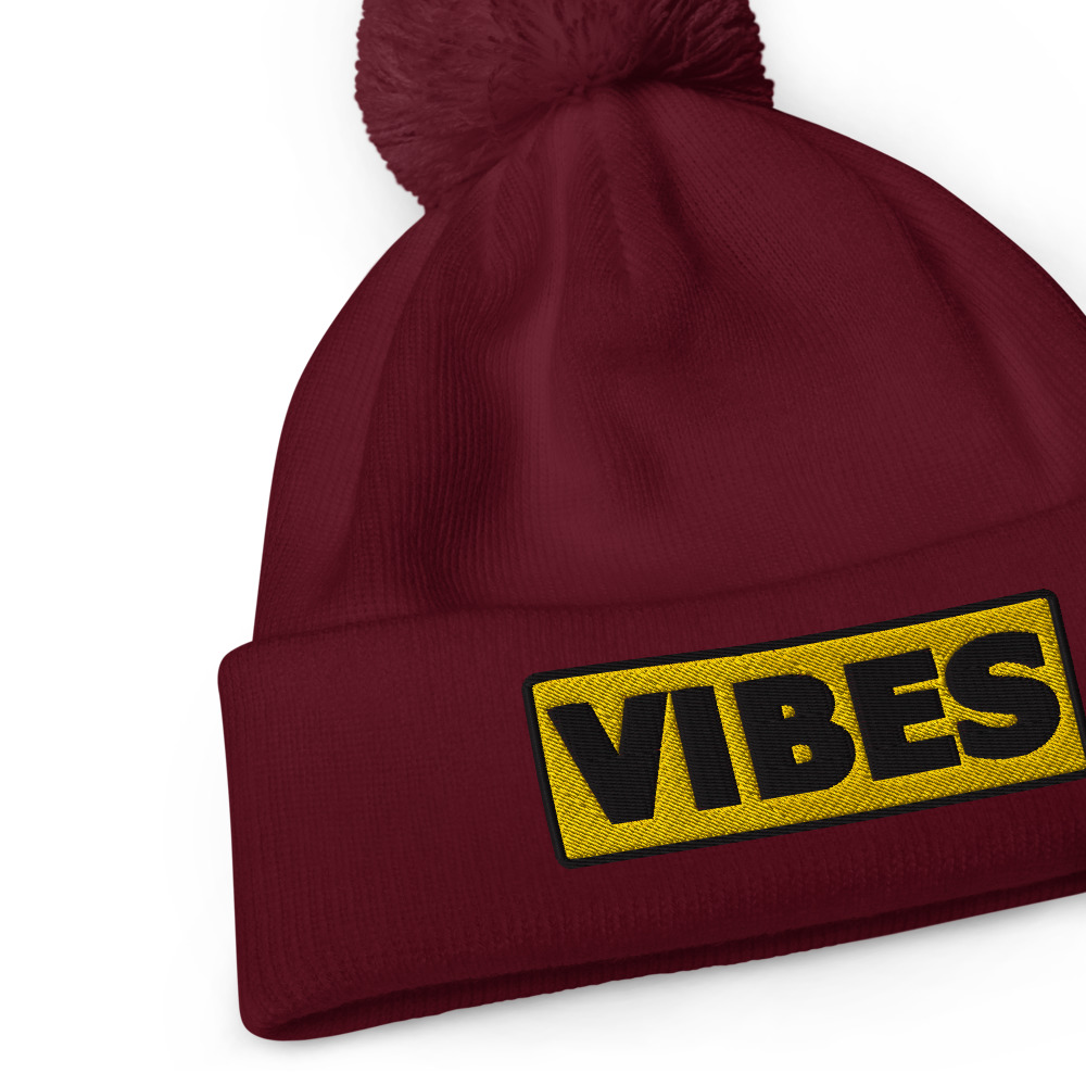 Bonnet à pompon VIBES jaune – Image 3