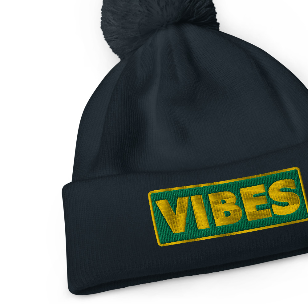 Bonnet à pompon VIBES vert