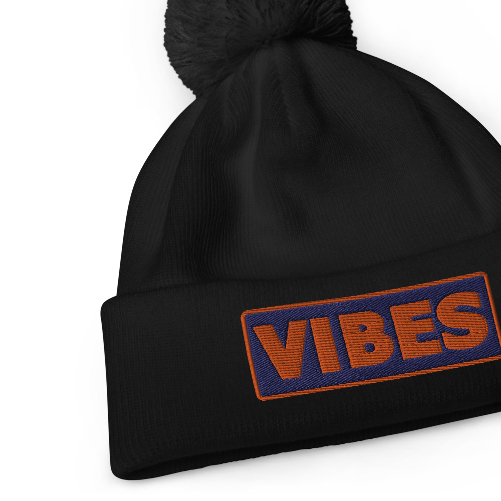 Bonnet à pompon VIBES bleu