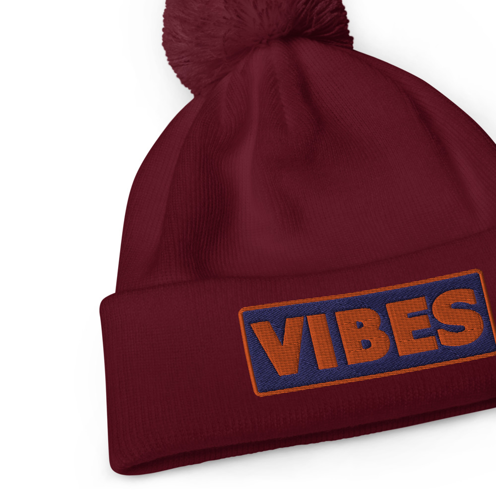 Bonnet à pompon VIBES bleu – Image 2