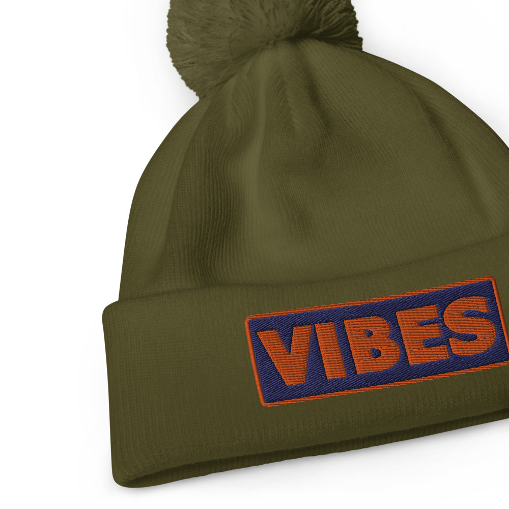 Bonnet à pompon VIBES bleu – Image 5
