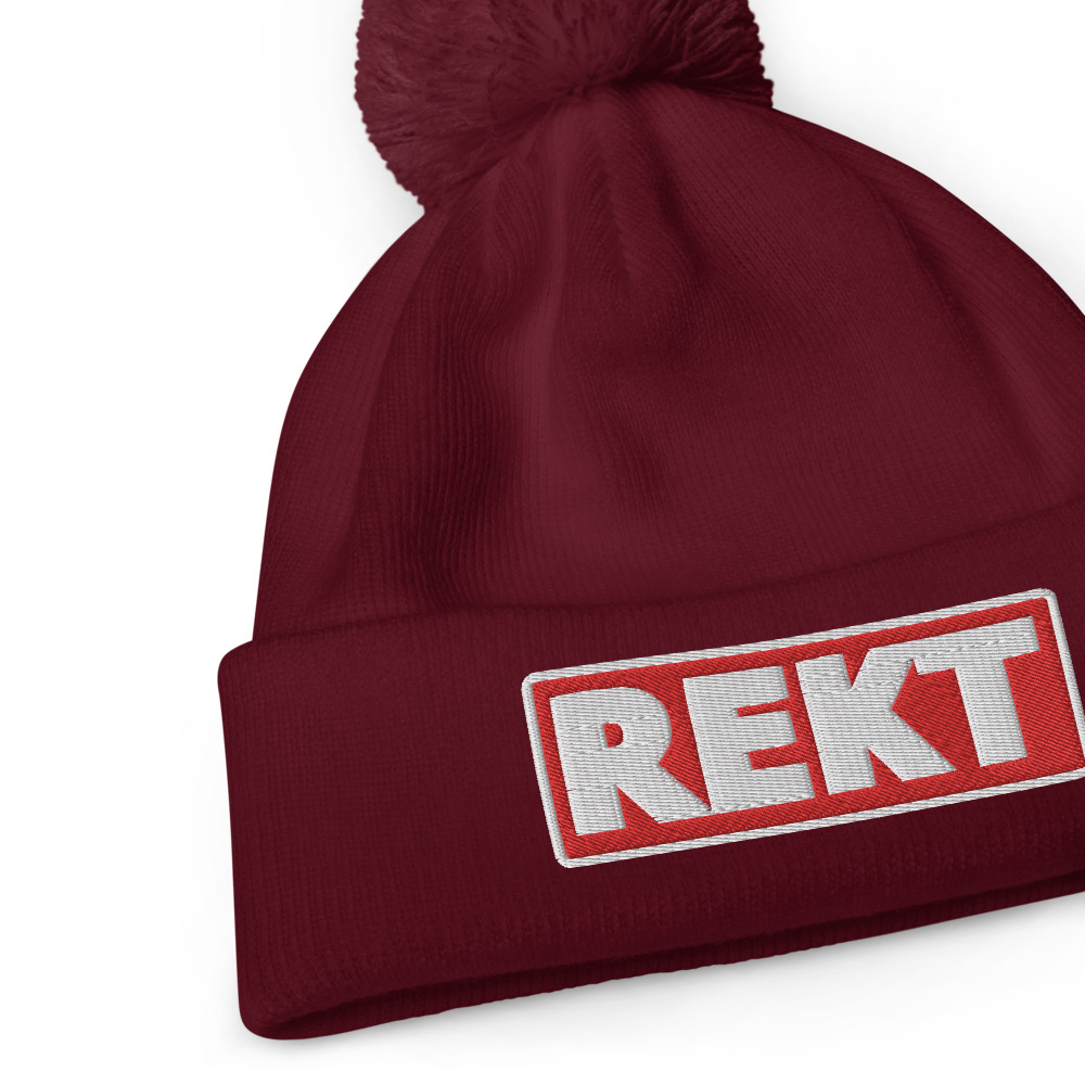 Bonnet à pompon REKT rouge – Image 2