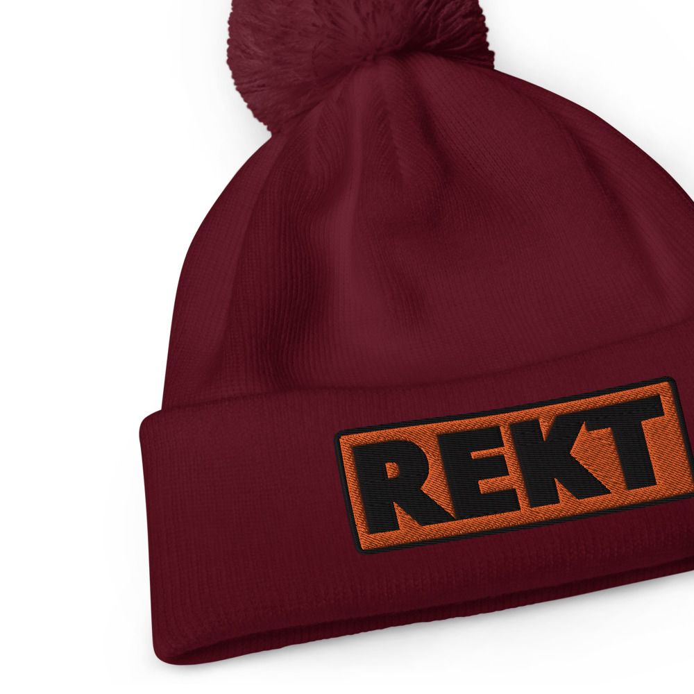 Bonnet à pompon REKT orange – Image 3