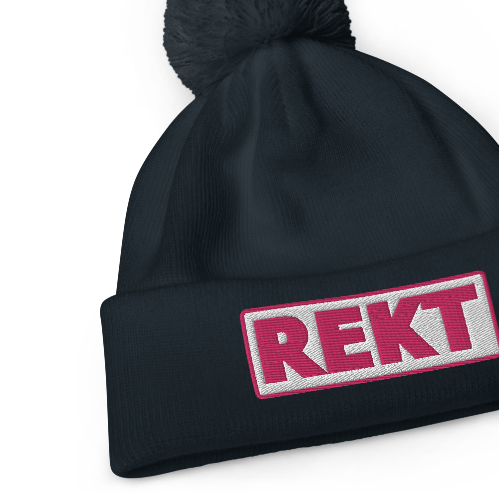 Bonnet à pompon REKT blanc – Image 3