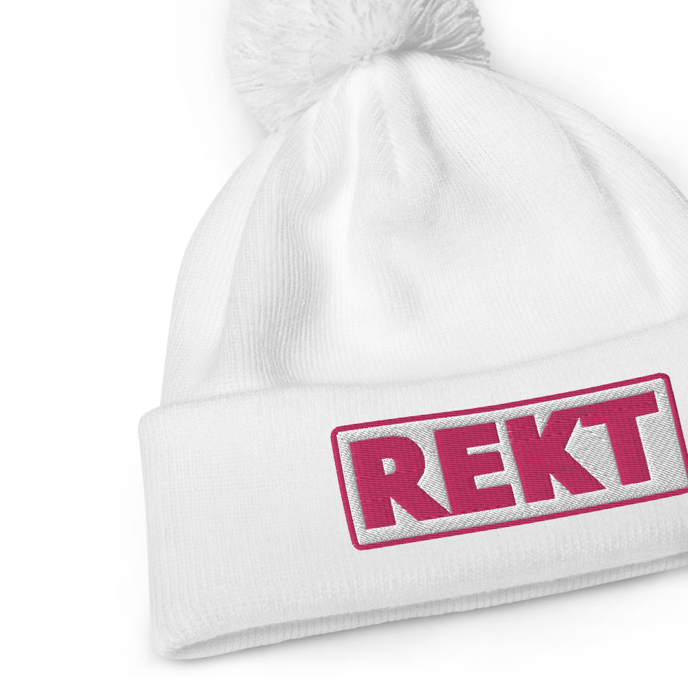 Bonnet à pompon REKT blanc – Image 6